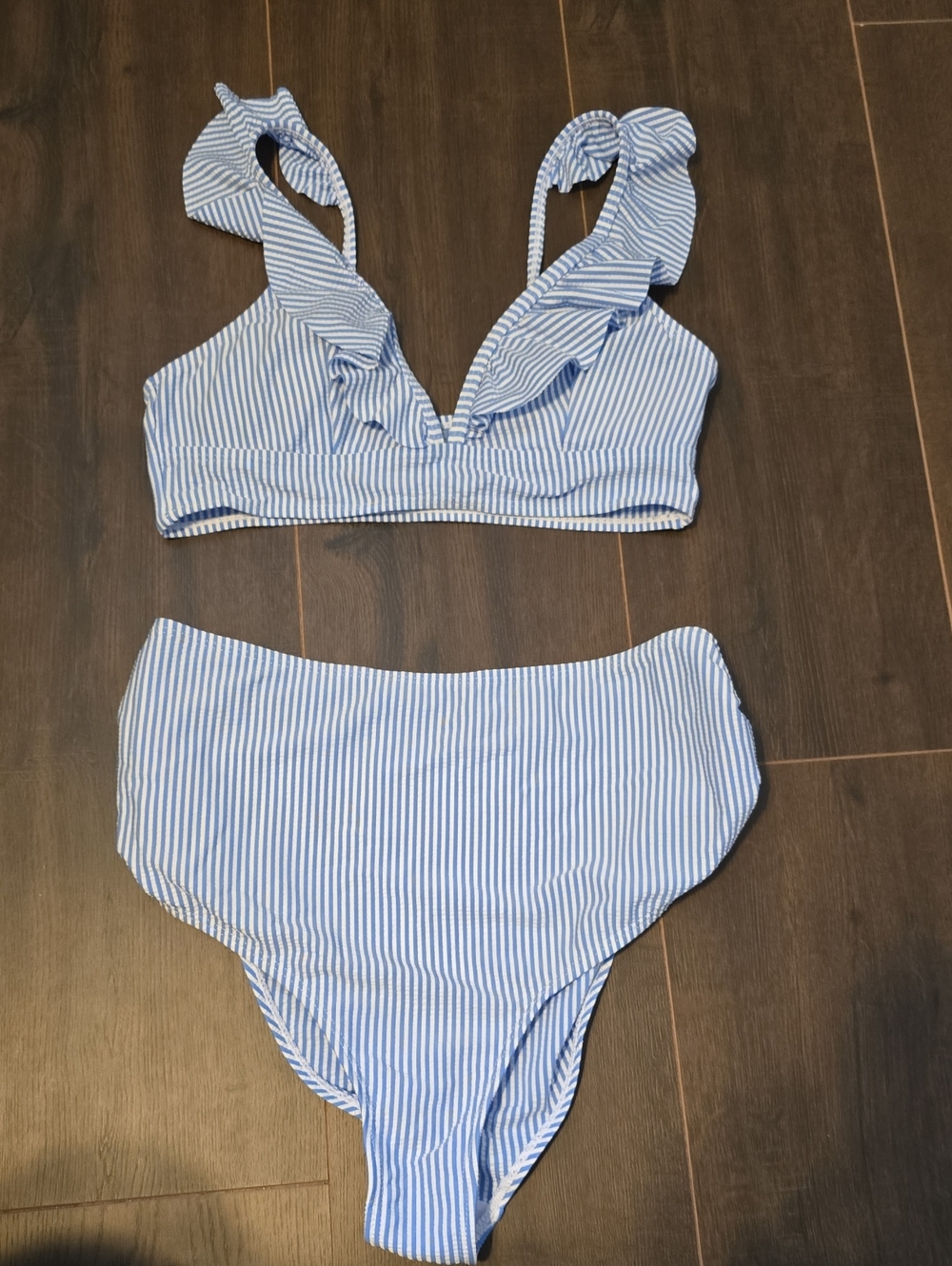 Blue And White Stripe Maternity Bikini